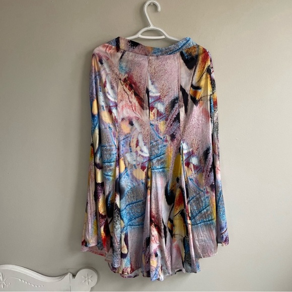 ANTHROPOLOGIE SKIRT PINK LAVENDER BLUE YELLOW ORANGE GREEN WATERCOLOUR PASTELS - Picture 4 of 7